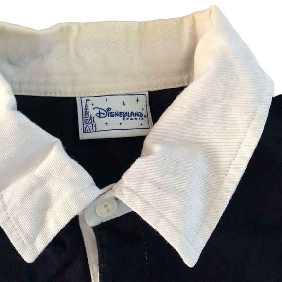 Disneyland Paris Rugby Blue Gray Striped Collared Polo Long Sleeve Shirt L/XL - Picture 8 of 8